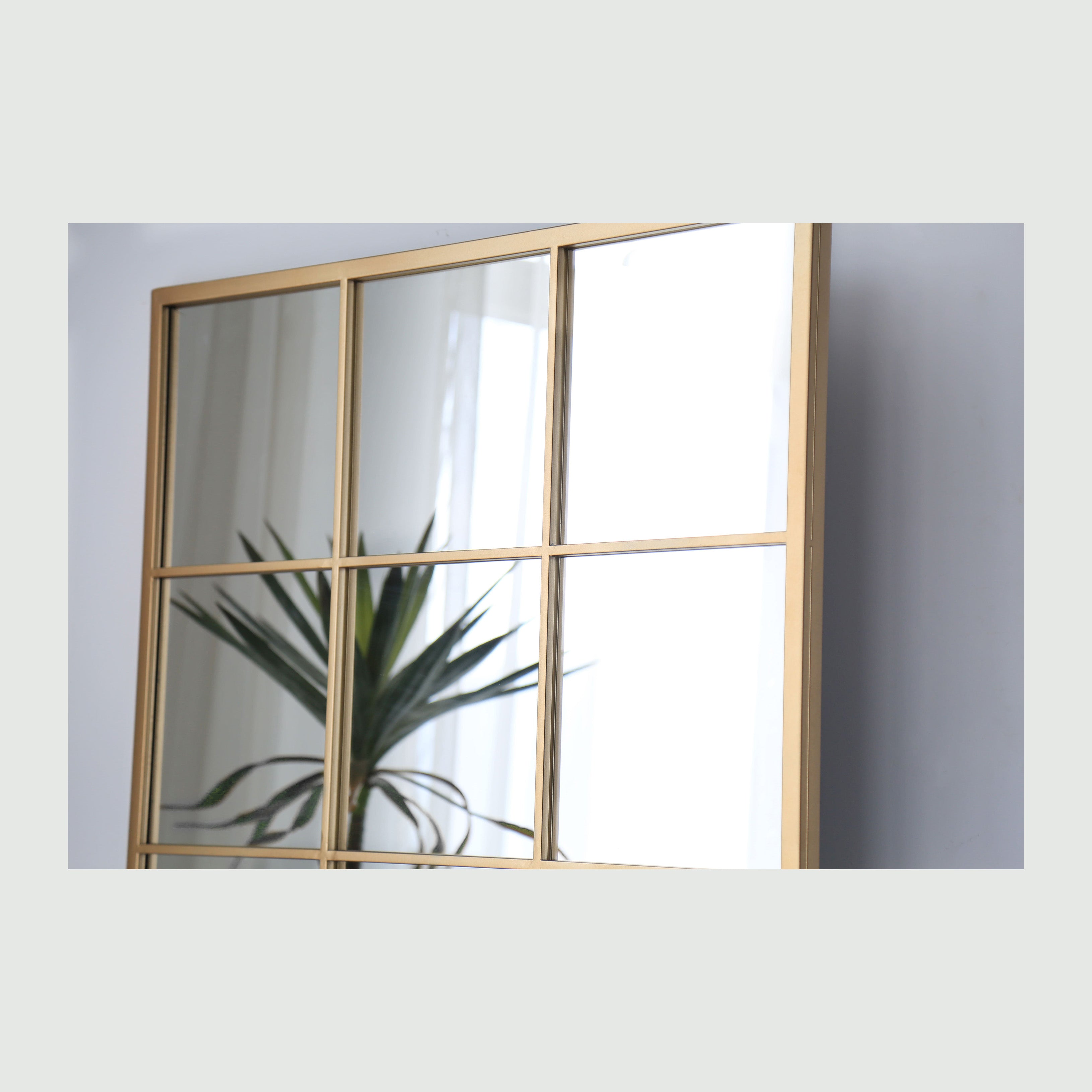 Grid mirror No.3 | Guld spejl med jernramme 180 x 90 cm - Blossholm