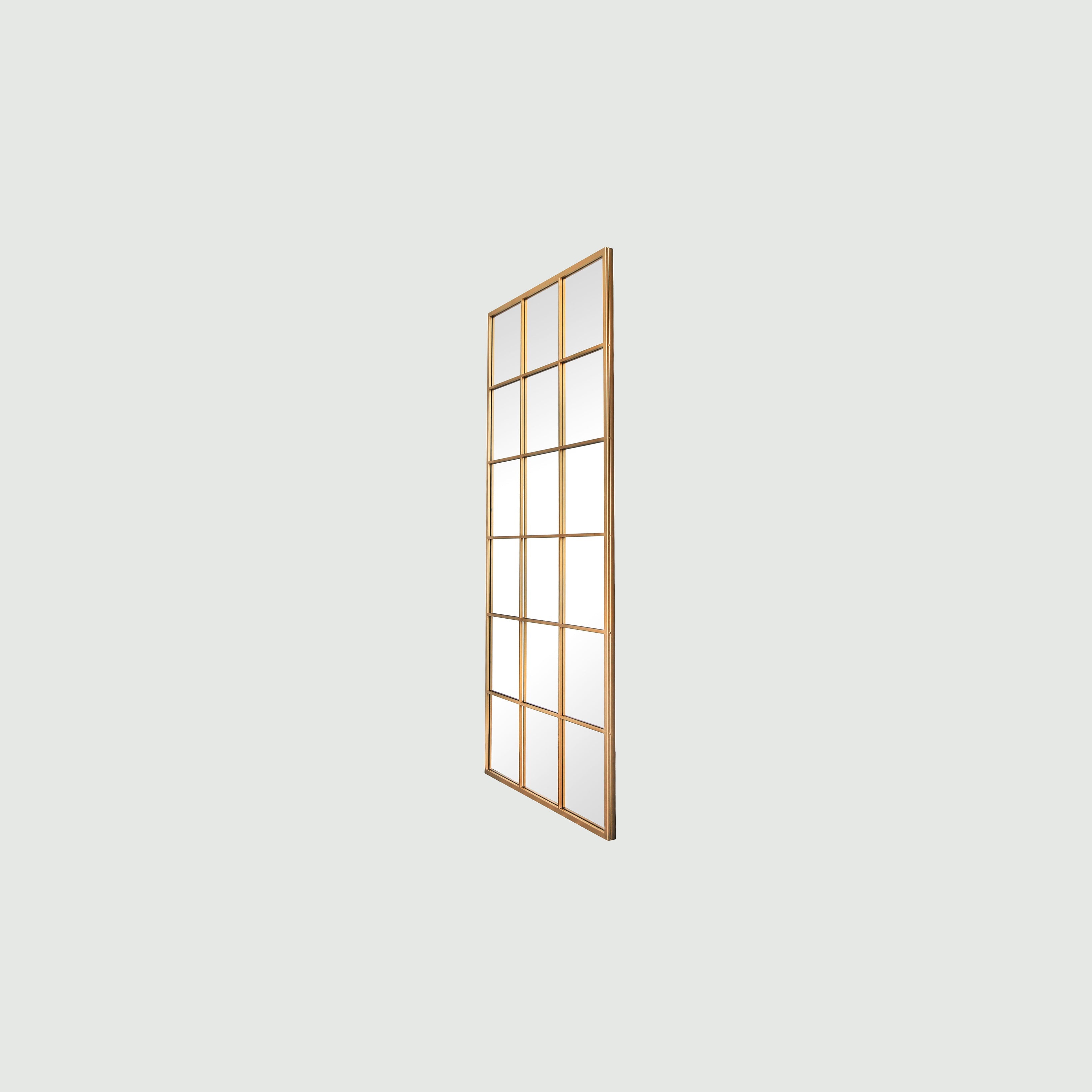Grid mirror No.3 | Guld spejl med jernramme 180 x 90 cm - Blossholm