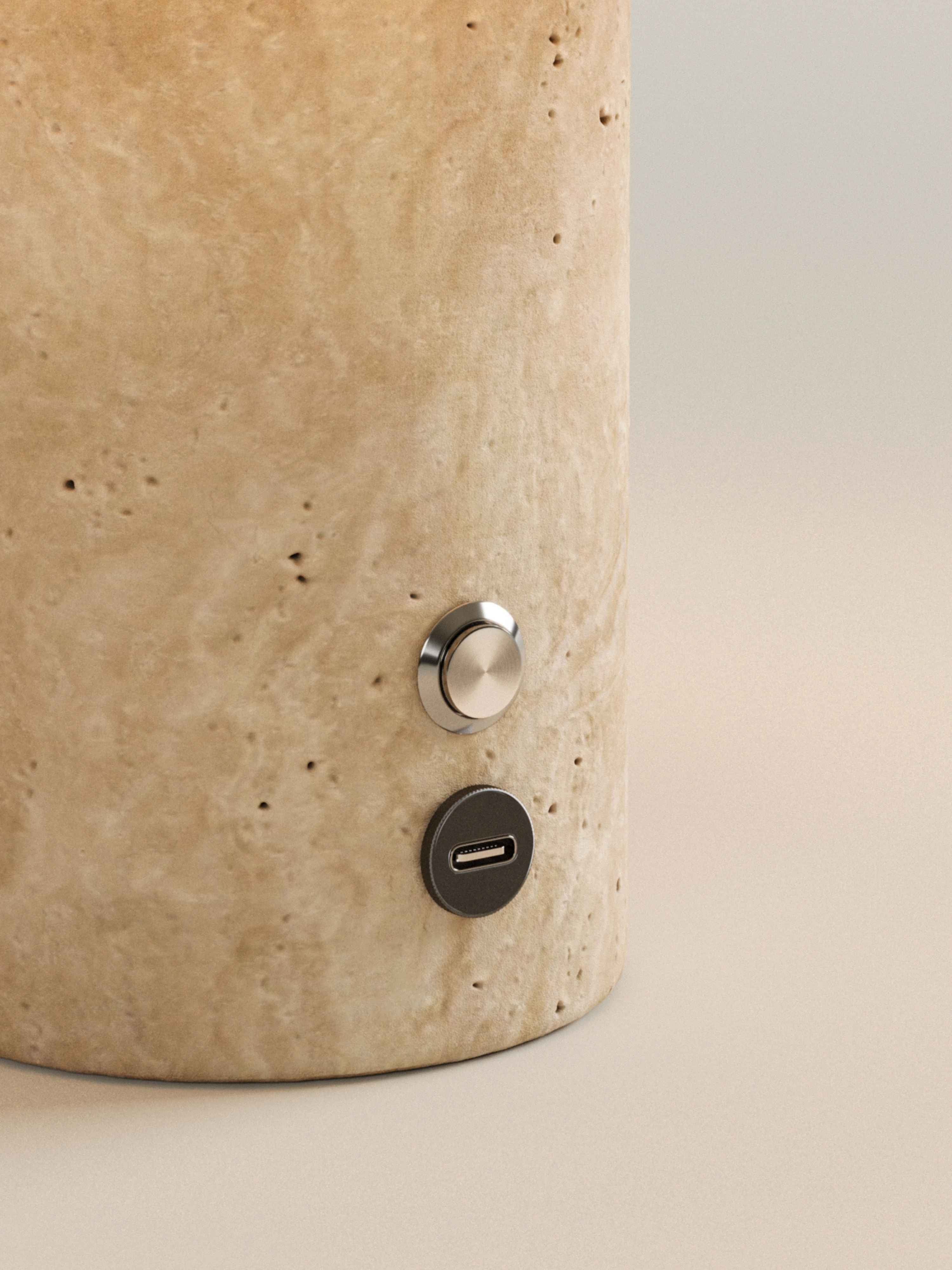 Auríe Portable Lamp | Travertin & Hør | 25 cm