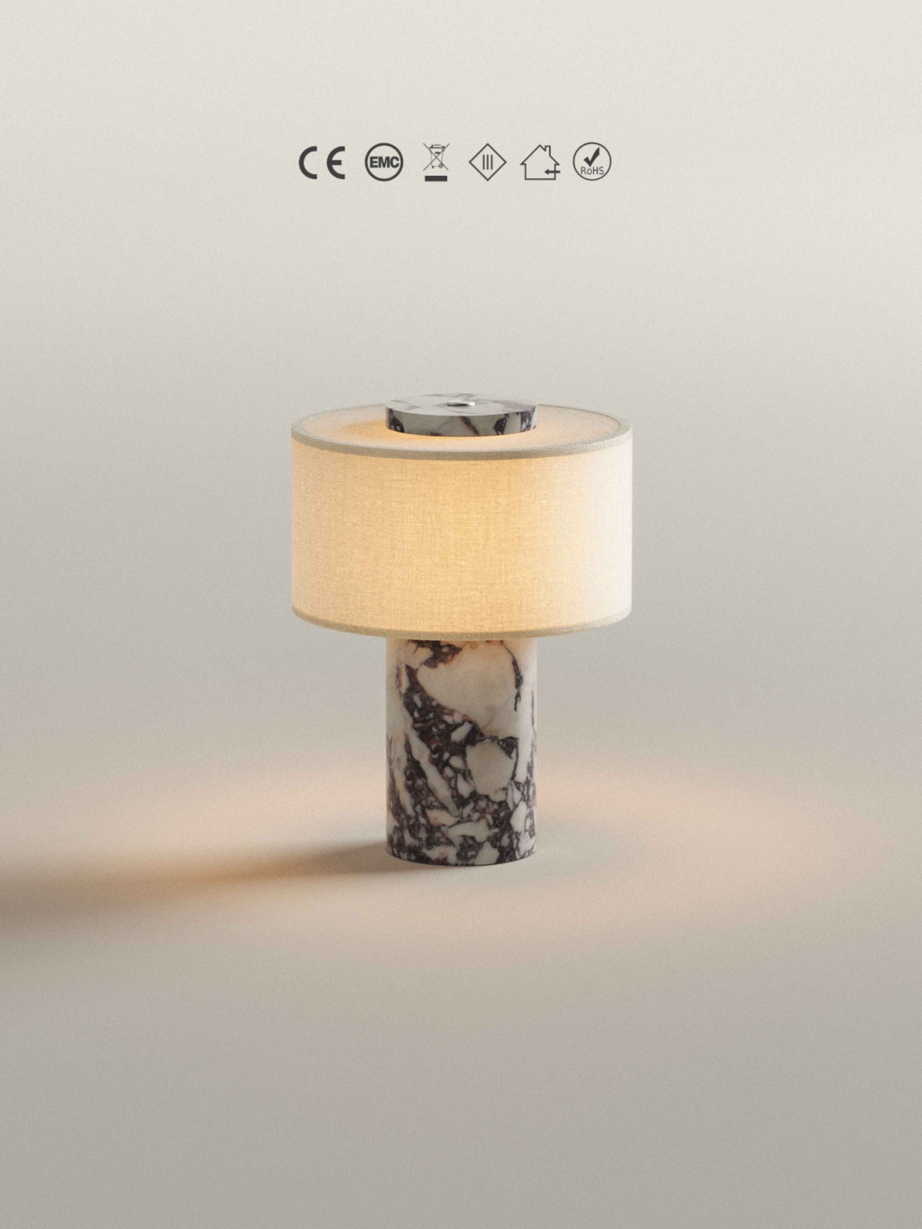 Auríe Portable Lamp | Calacatta Viola Marmor & Hør | 25 cm