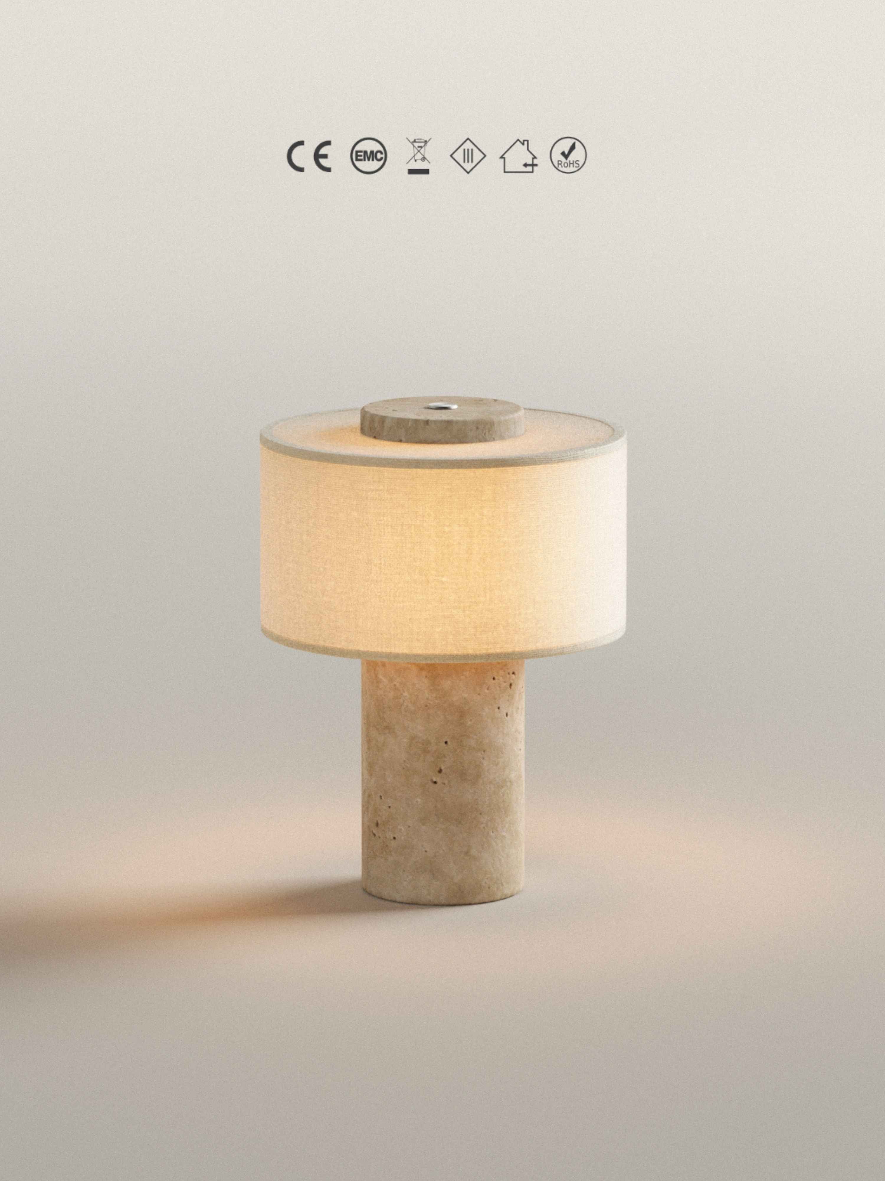 Auríe Portable Lamp | Travertin & Hør | 25 cm
