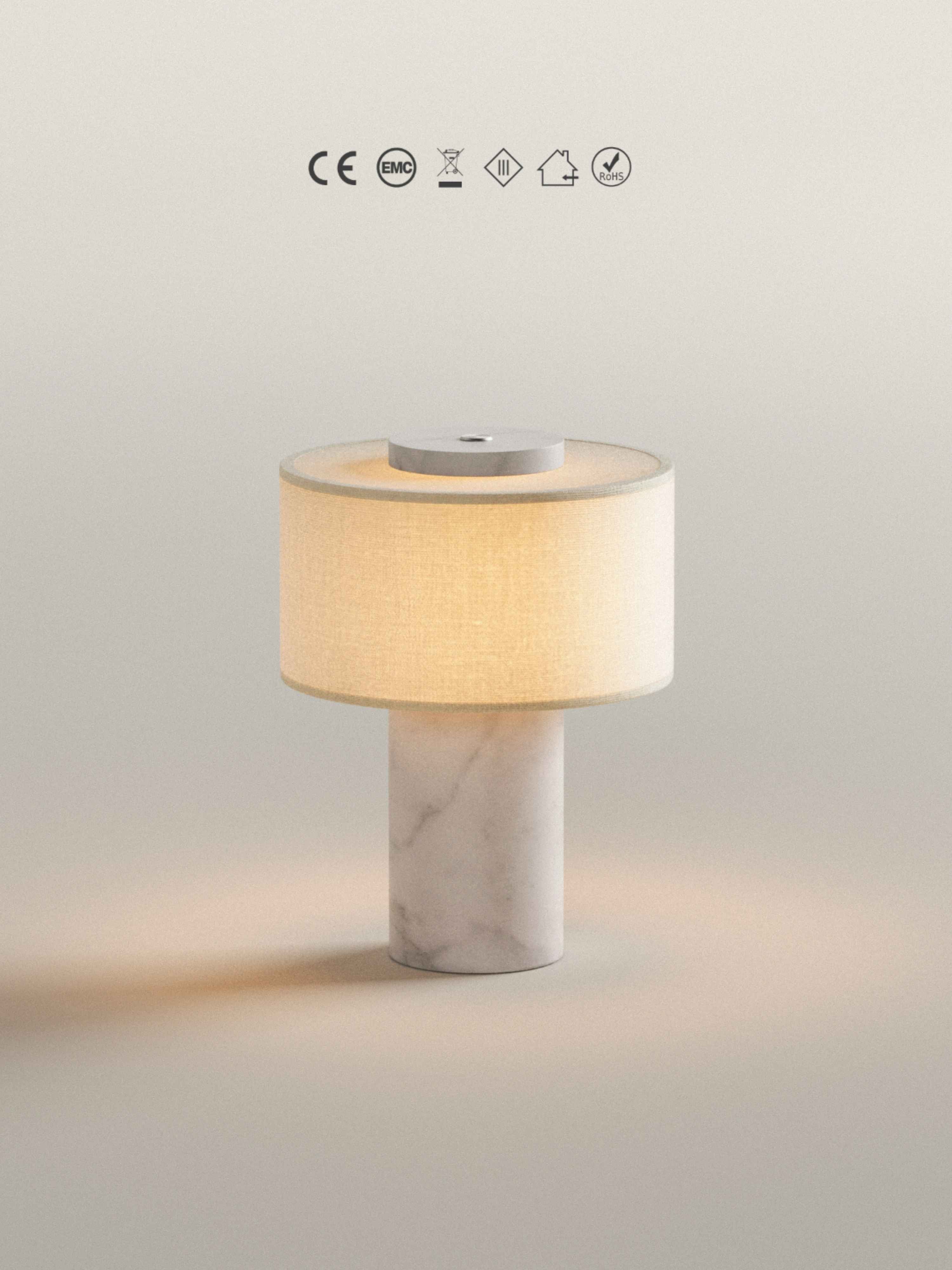 Auríe Portable Lamp | Hvid Marmor & Hør | 25 cm