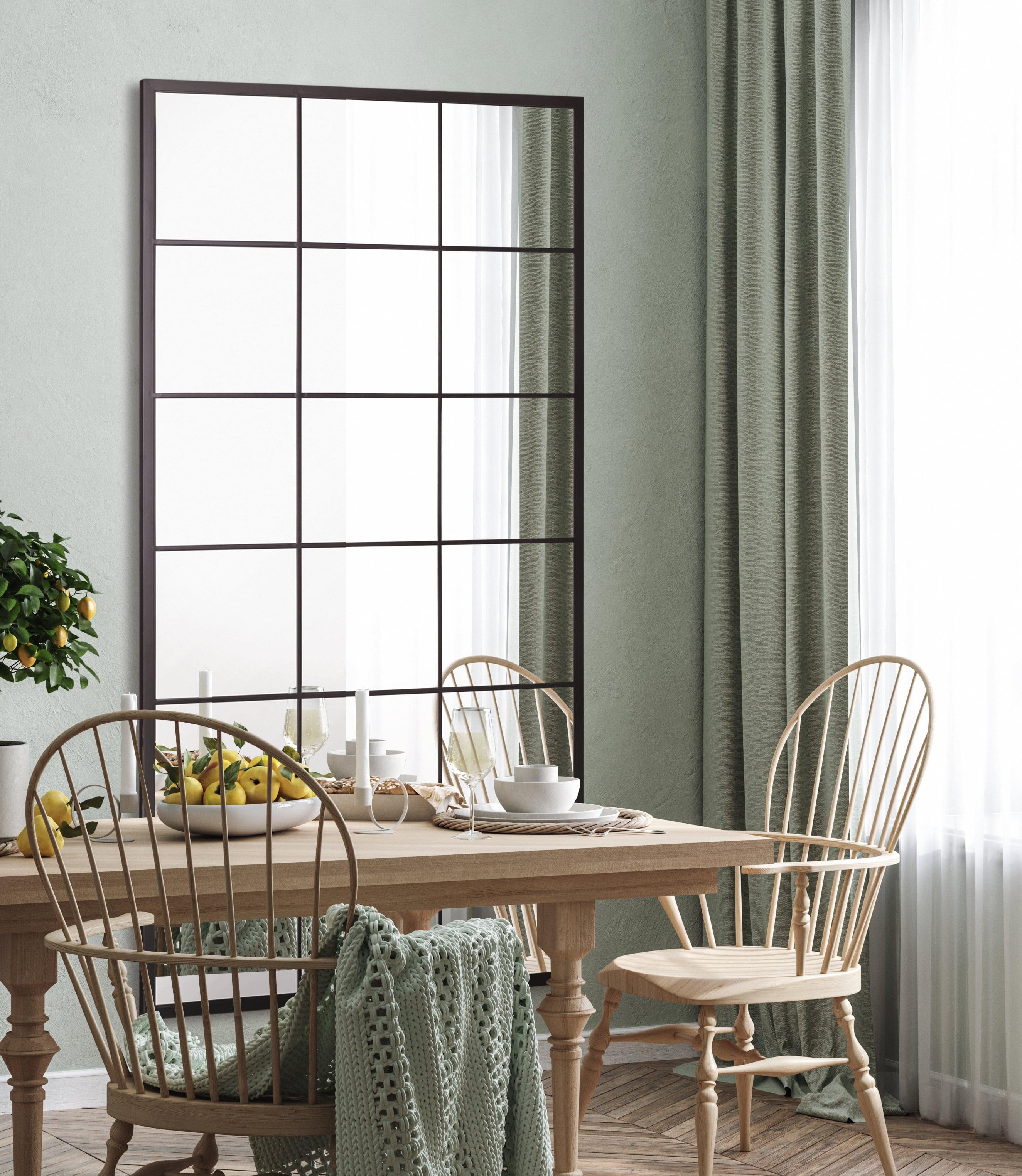 Grid mirror No.2 | Sort spejl med jernramme 200x100 cm - Blossholm