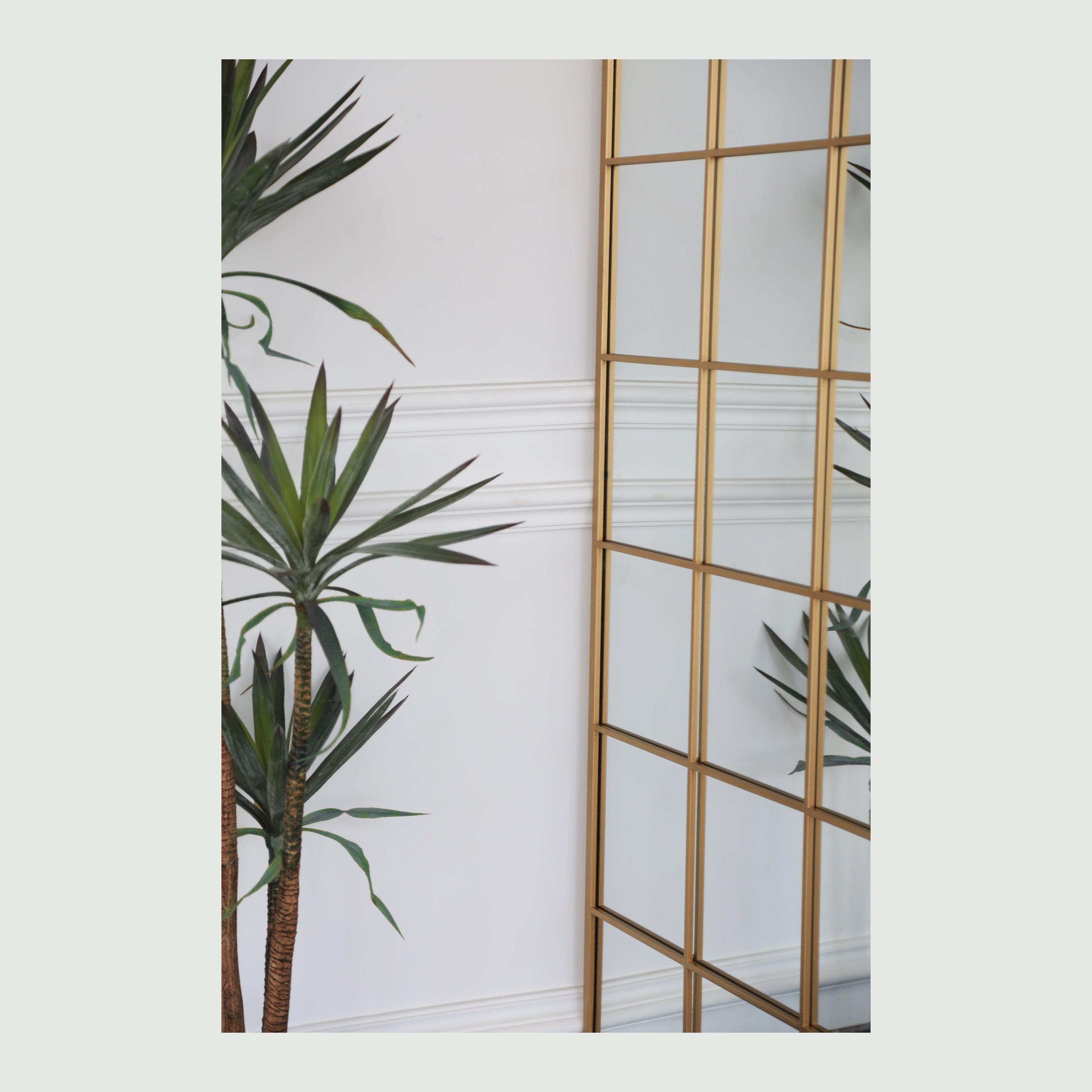 Grid mirror No.2 | Spejl med jernramme og guld finish 200x100 cm - Blossholm