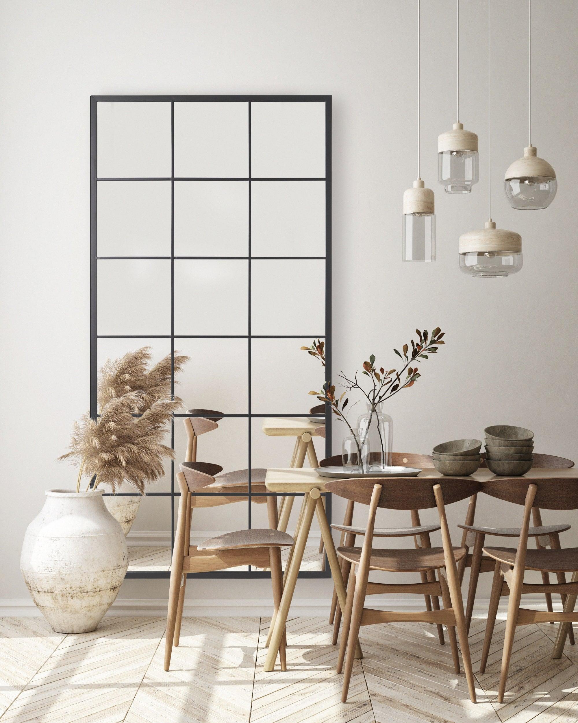 Grid mirror No.2 | Sort spejl med jernramme 200x100 cm - Blossholm