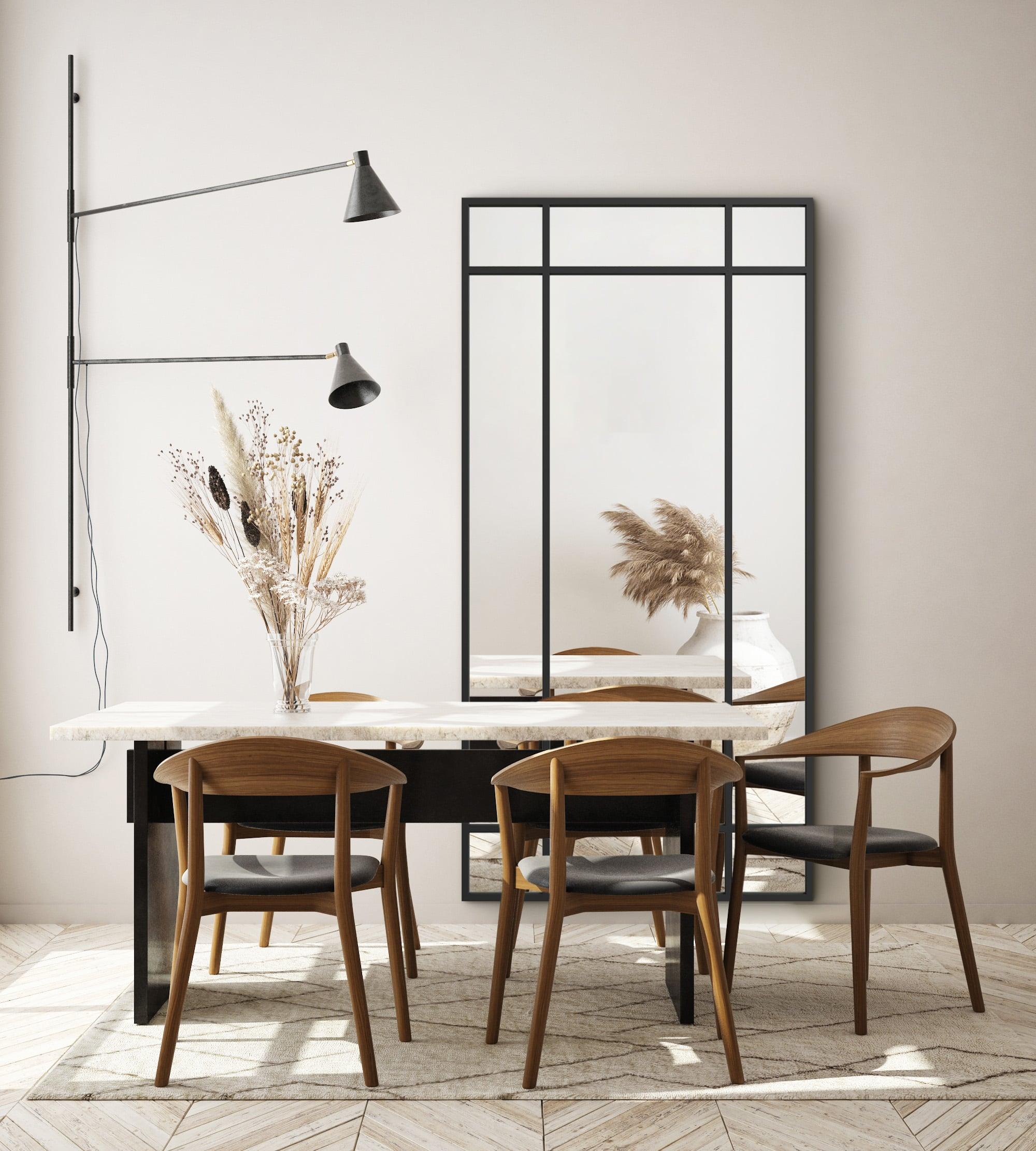 Industrial mirror No. 2 er perfekt til f.eks. spisestuen | Spejl med ramme i jern | 200x100 cm