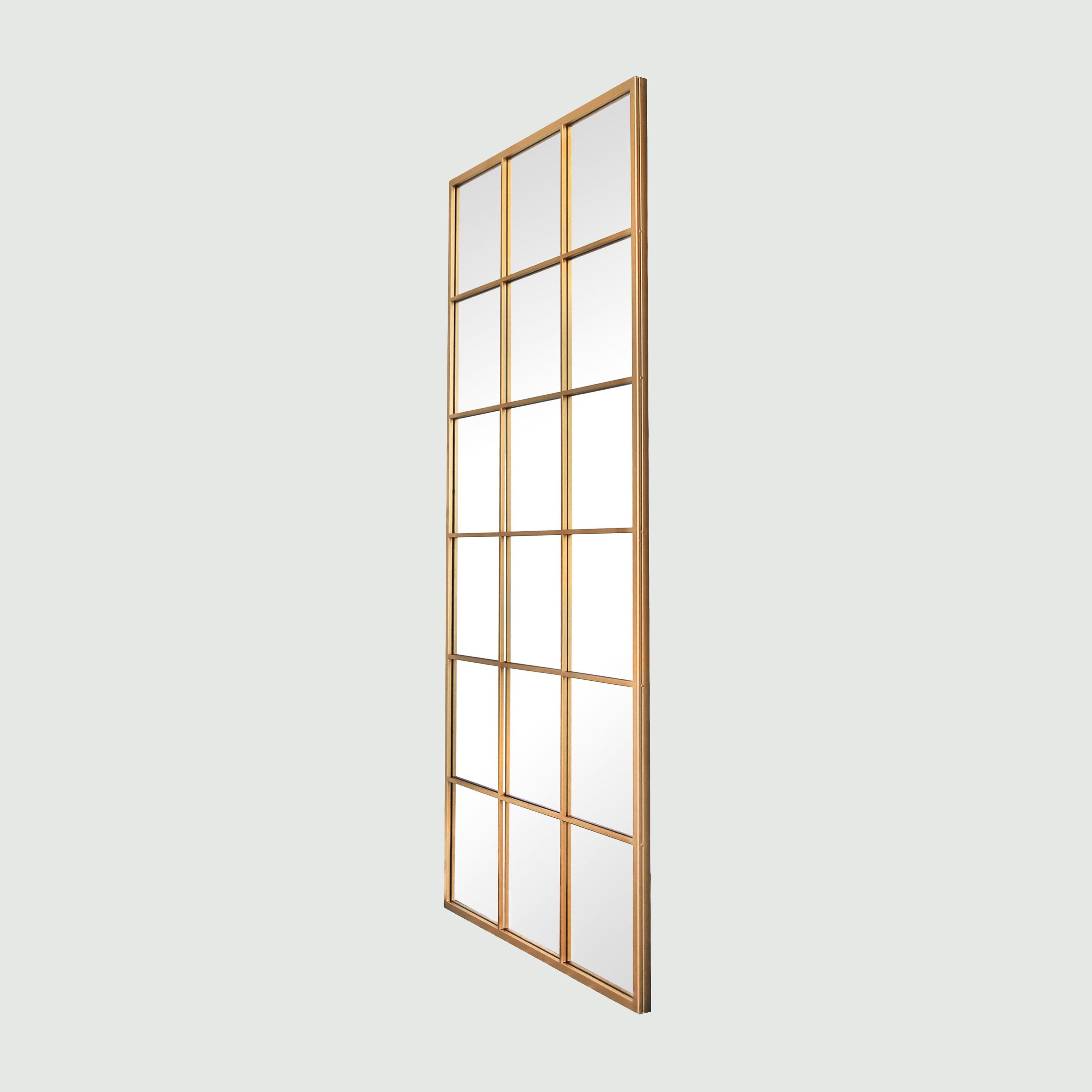 Grid mirror No.1 set fra siden | Stort spejl med guldramme 220x110 cm