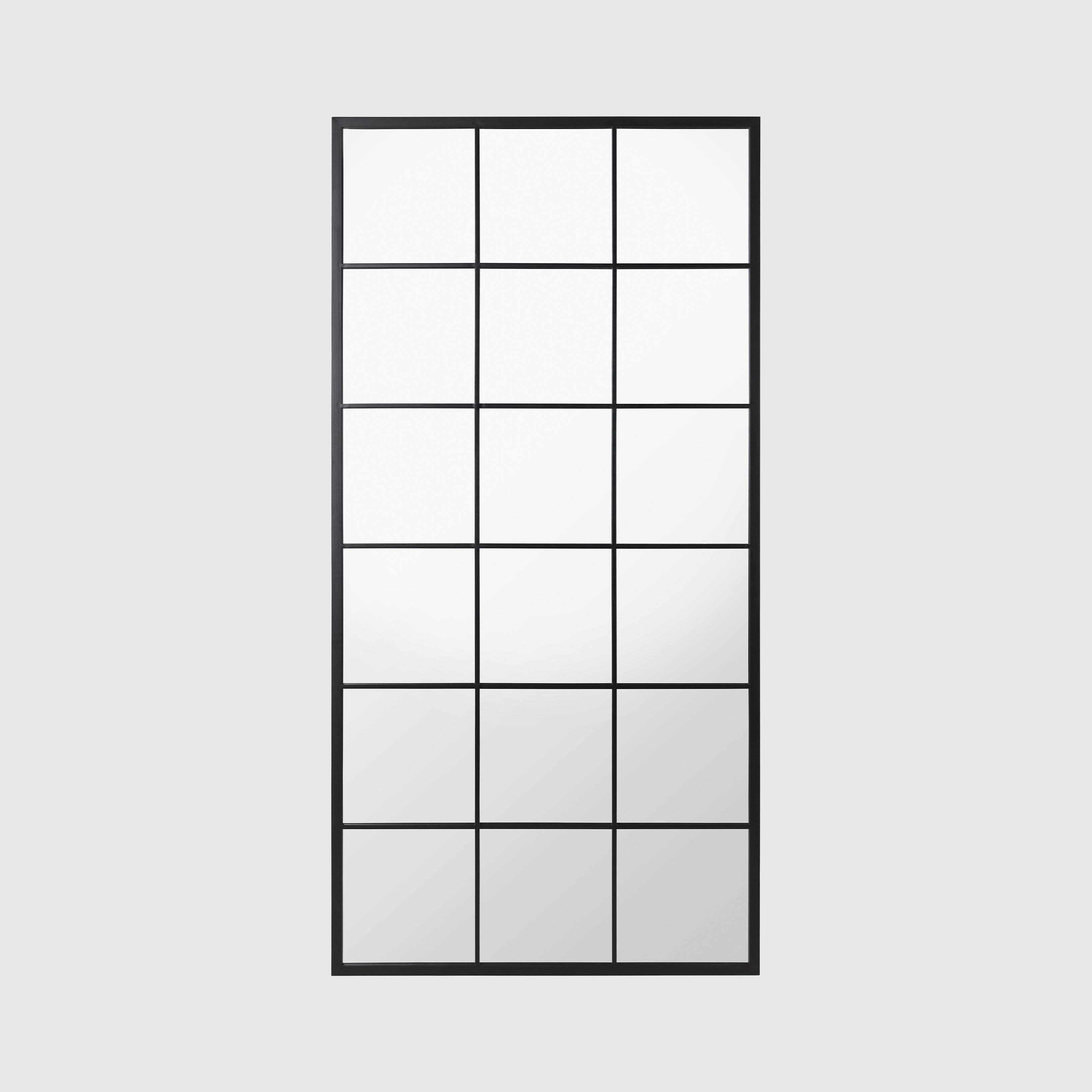 Grid mirror No.2 | Sort spejl med jernramme 200x100 cm - Blossholm