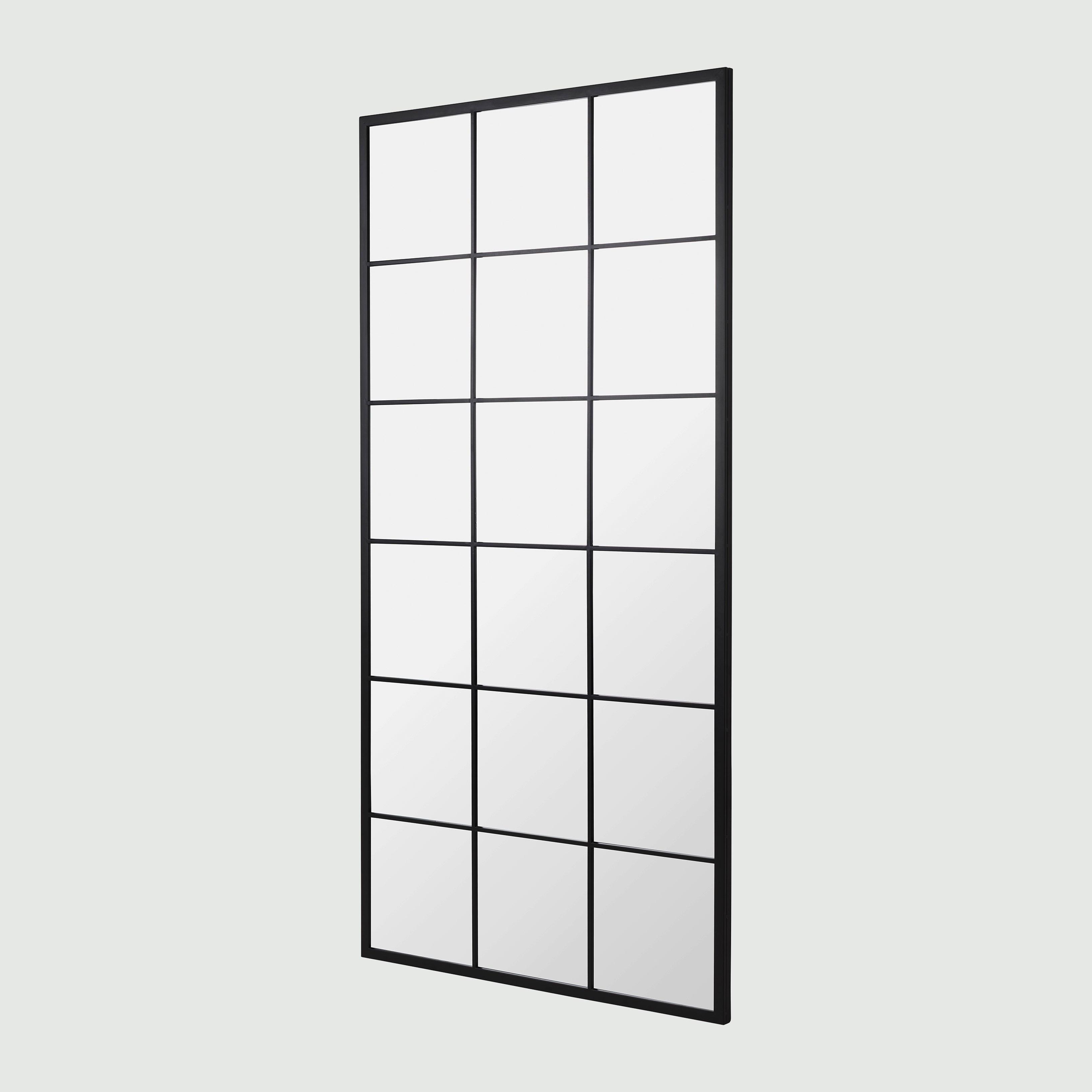 Grid mirror No.2 | Sort spejl med jernramme 200x100 cm - Blossholm