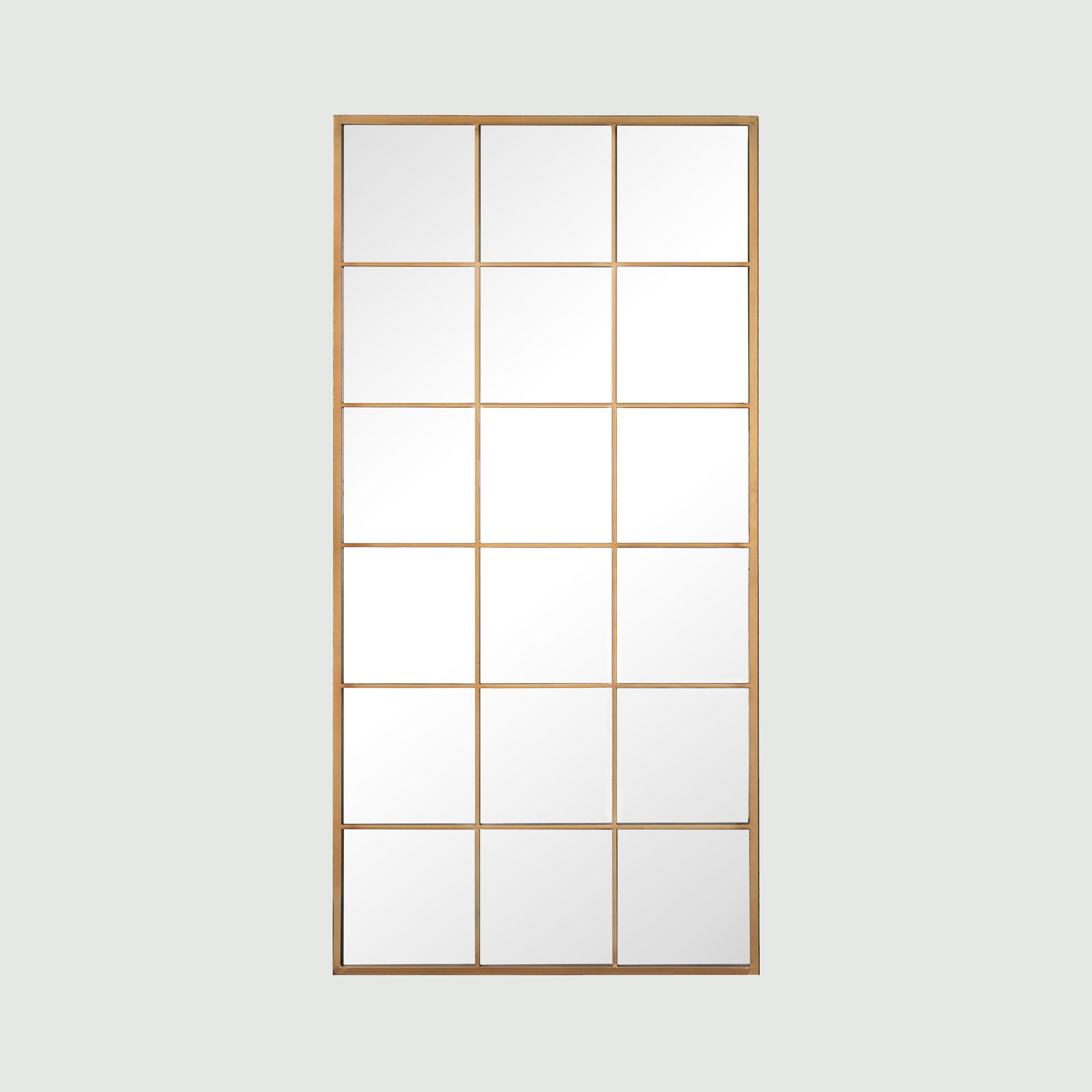 Grid mirror No.2 | Spejl med jernramme og guld finish 200x100 cm - Blossholm