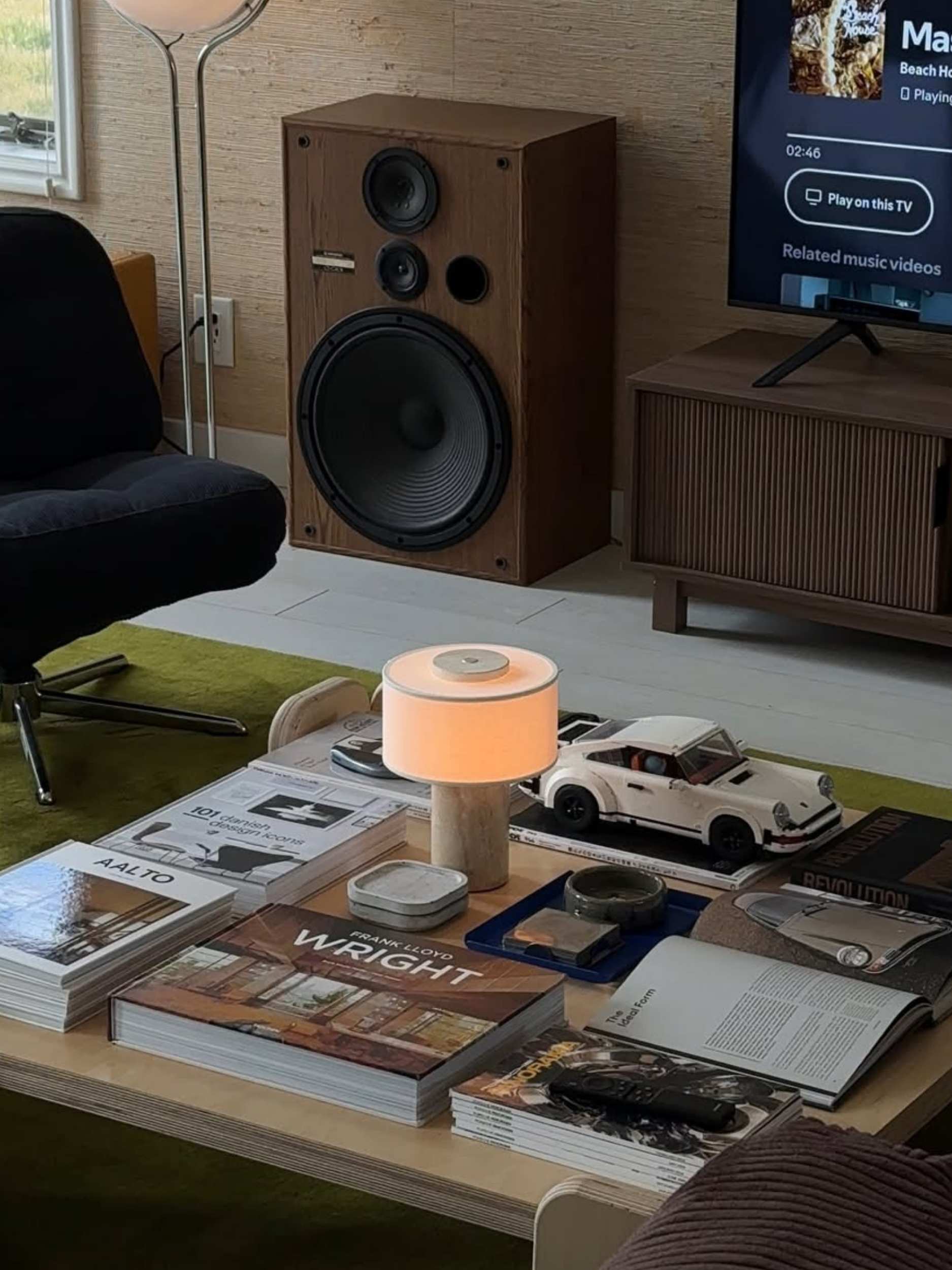 Auríe Portable Lamp | Travertin & Hør | 25 cm