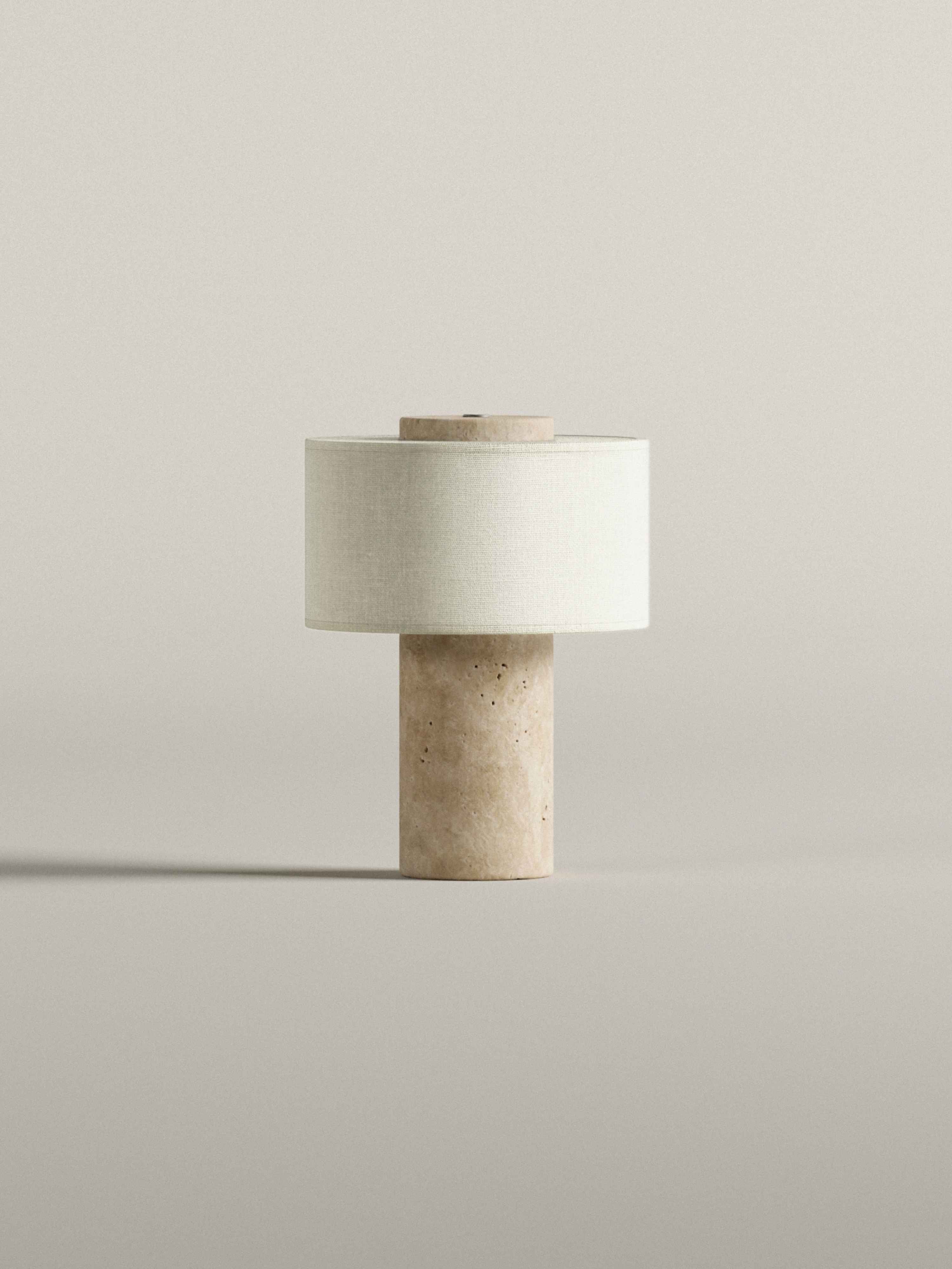 Auríe Portable Lamp | Travertin & Hør | 25 cm