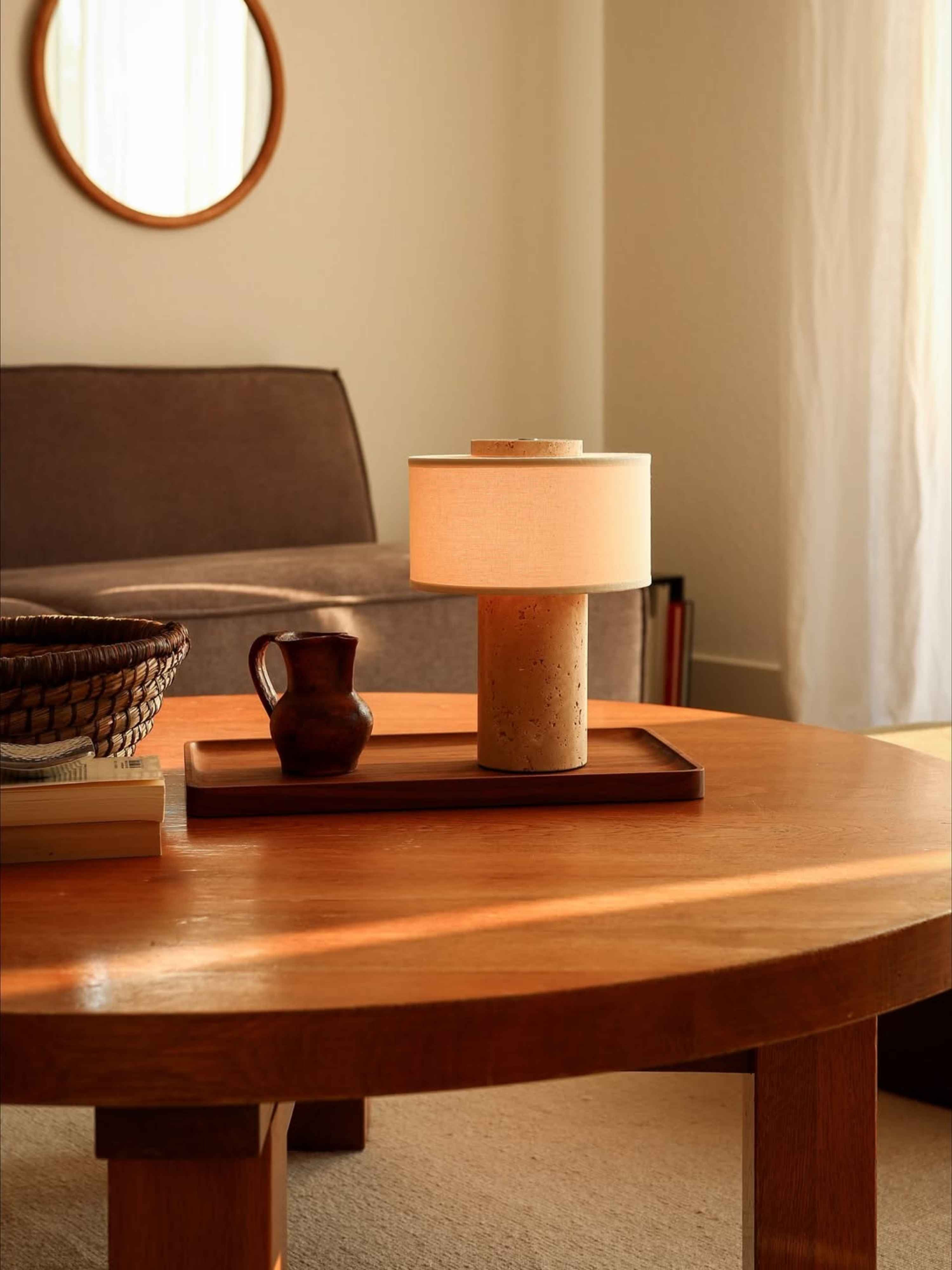 Auríe Portable Lamp | Travertin & Hør | 25 cm