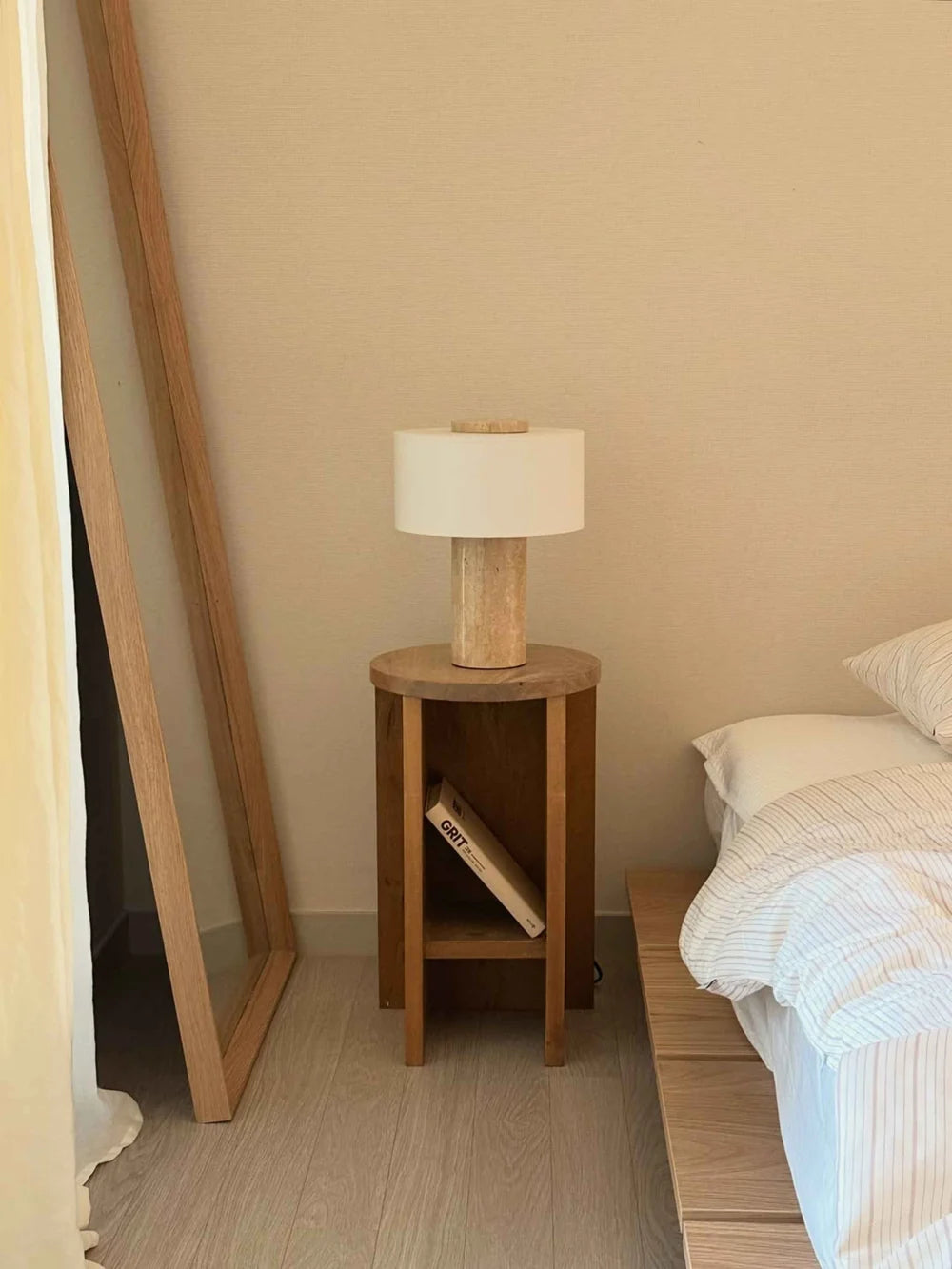 Auríe Large Lamp | Travertin & Hør | 35 cm