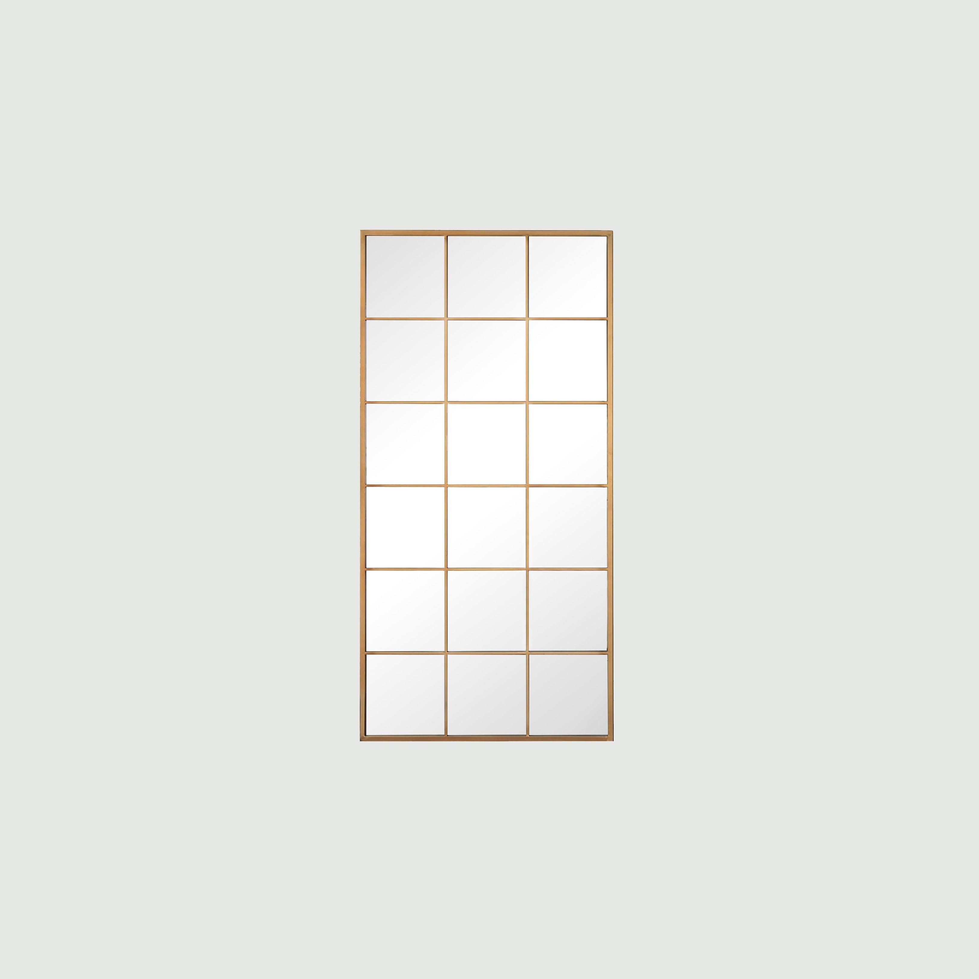 Simpelt billede af Grid mirror No.3 | Guld spejl med jernramme